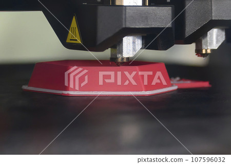 Close up scene the additive manufacturing by 3D printer machine. 107596032