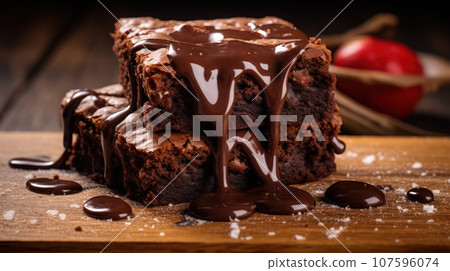Close-up brownies home make on the wooden background Close-up brownies home make on the wooden background 107596074