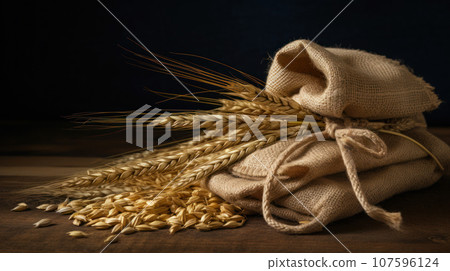 close-up barley in the bag 107596124