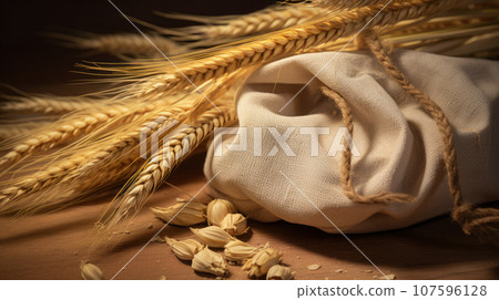 close-up barley in the bag 107596128