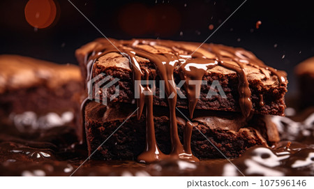 Close-up brownies home make on the wooden background 107596146