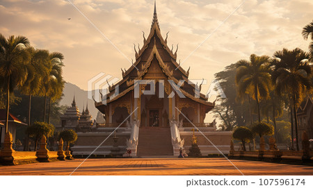 Temple at Luang Phra Bang landmark of Laos with Ai generated 107596174