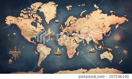 Illustration of world map Illustration of world map 107596190