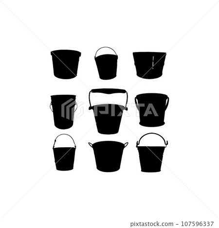 Bucket icon set silhouette creative design 107596337