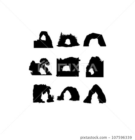 Cave icon silhouette creative design Cave icon silhouette creative design 107596339