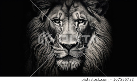 anatomical drawing of Portrait of the Lion face anatomical drawing of Portrait of the Lion face 107596758