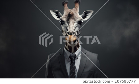 giraffe wearing suit on the grey background 107596777
