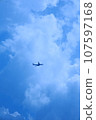 Airplane flying blue sky 107597168