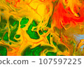 Abstract background from spilled paints. Multi-colored paints on canvas. 107597225