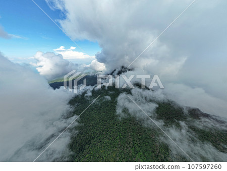 Mombacho volcano crater aerial view 107597260