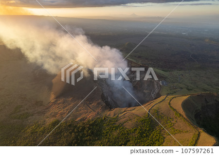 Sunset background on nature volcanic Masaya park 107597261