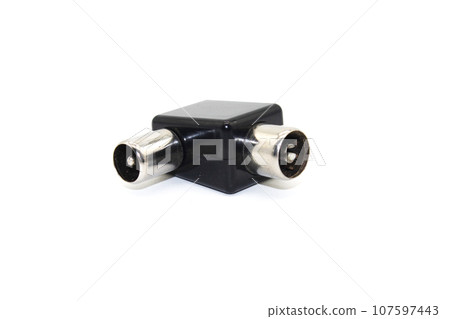 Tv cable pin isolated on white background with selective focus 107597443