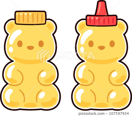 Cute cartoon bear shaped honey bottles 107597934