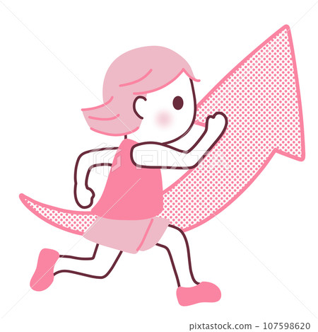 Illustration of a girl running with upward aspirations Illustration of a girl running with upward aspirations 107598620