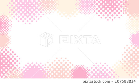 Cute pink fluffy halftone frame 16:9 107598834