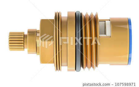 Standard washer tap cartridge, tap gland, side view. 3D rendering 107598971