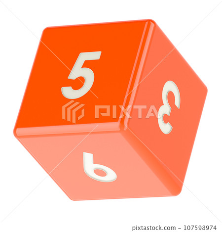 Red die, six sides dice. 3D rendering Red die, six sides dice. 3D rendering 107598974