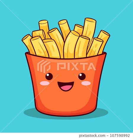 Kawaii French Fries Clipart - Adorable Fast Food Illustration Kawaii French Fries Clipart - Adorable Fast Food Illustration 107598992