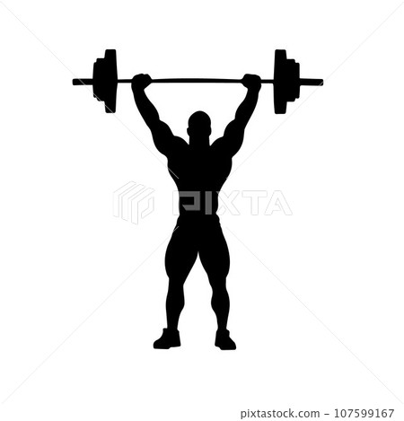 Weightlifting sport activity guy silhouettes, weightlifting, weightlifter silhouette isolated 107599167