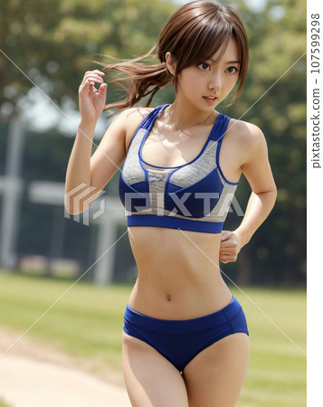 田徑女子賽車燈籠褲運動胸罩運動女運動員跑步AI 107599298