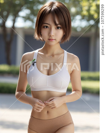 田徑女子賽車燈籠褲運動胸罩運動女運動員跑步AI 107599299