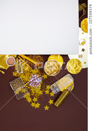 Golden party decoration. Golden party decoration. 107599374