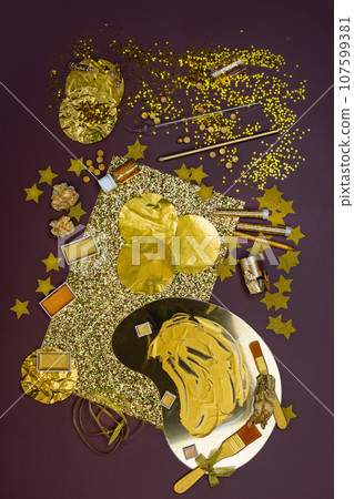 Golden party decoration. Golden party decoration. 107599381