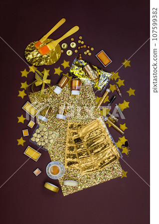 Golden  party decoration. 107599382