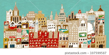 A city lined with skyscrapers 107599587