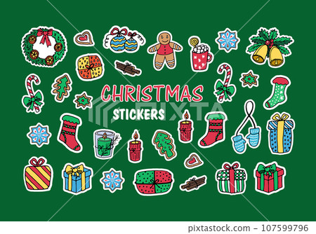 Set of Christmas stickers 107599796