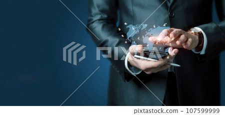 Manager working on the phone with currency. 107599999