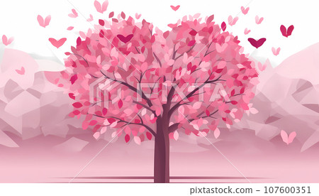Tree with pink leaves, representing growth, hope, Breast Cancer Month Tree with pink leaves, representing growth, hope, Breast Cancer Month 107600351