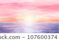A watercolor painting of a pink sunset over the ocean A watercolor painting of a pink sunset over the ocean 107600374
