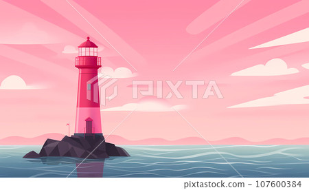 pink lighthouse, serving as a beacon of hope and guidance for those affected by breast cancer 107600384