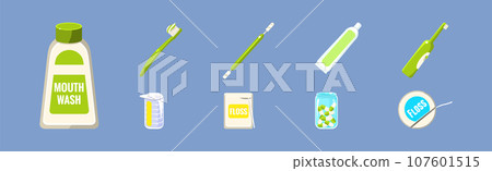 Dental Care and Hygiene Object and Tool Vector Set Dental Care and Hygiene Object and Tool Vector Set 107601515