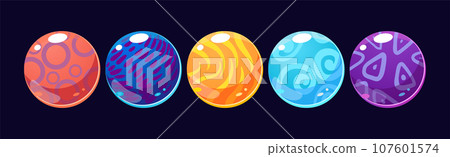 Colorful Bubbles and Ball as Glossy Round Element Vector Set 107601574