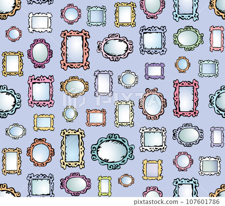 Framed mirrors. Vector drawing pattern Framed mirrors. Vector drawing pattern 107601786