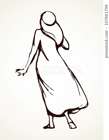 Arab with his hands up, stands with his back. Vector drawing Arab with his hands up, stands with his back. Vector drawing 107601798