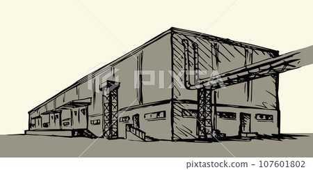 Warehouse for storage. Vector drawing 107601802