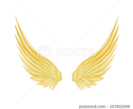 Flying with golden wings isolated on a white. 3D Vector 107602099