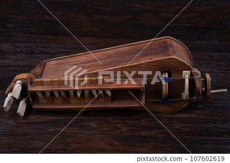 The Hurdy-gurdy, stringed musical instrument. The Hurdy-gurdy, stringed musical instrument. 107602619