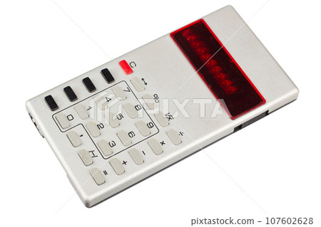 Old vintage pocket electronic calculator 107602628