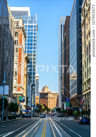 Classic view of downtown San Francisco from California Street, United States 107603073