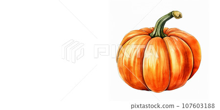 Orange pumpkin on a white background with space for text. Orange pumpkin on a white background with space for text. 107603188