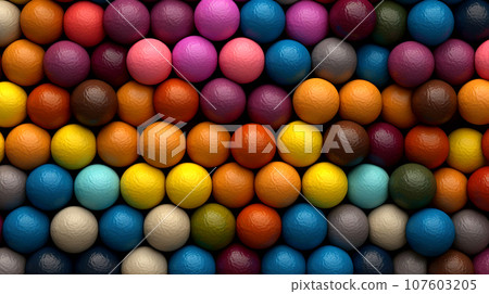 Colorful background. Multi-colored balls tightly packed in rows.  107603205