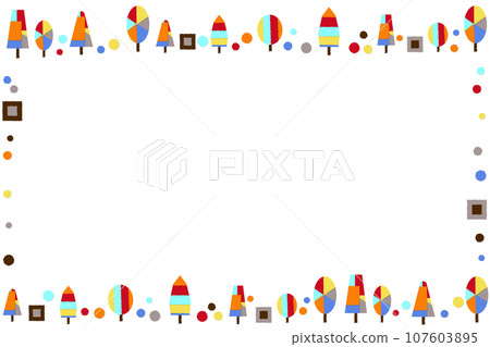 Colorful frame of winter wood with jagged edges 107603895