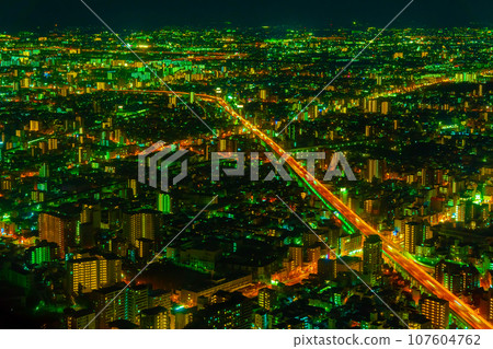Osaka night view Urban transportation and logistics 107604762