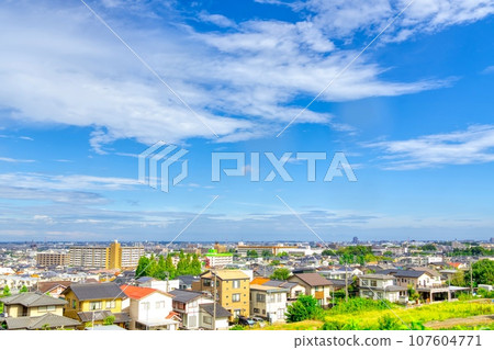 Residential area of blue sky 107604771
