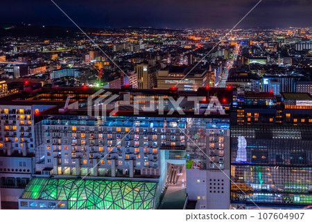 Kyoto night view Kyoto station and townscape Kyoto night view Kyoto station and townscape 107604907