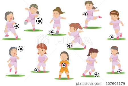 Female soccer player illustration set 107605179